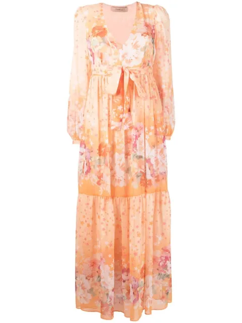 TWINSET floral-print empire-line dress Orange 231TP2738