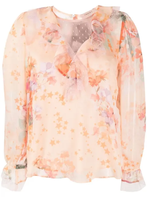 TWINSET ruffled floral-print blouse Orange 231TP2734