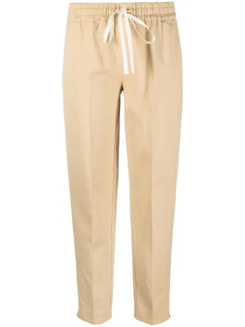 TWINSET drawstring-waist logo-plaque trousers Neutrals 231TP2542