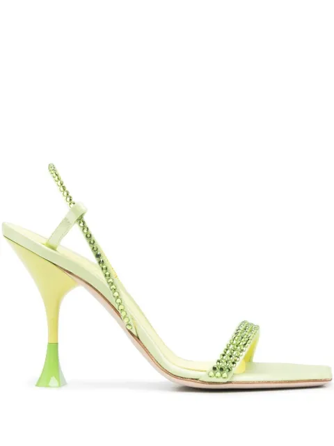 3juin crystal-embellished leather sandals Green 323SC0030775562
