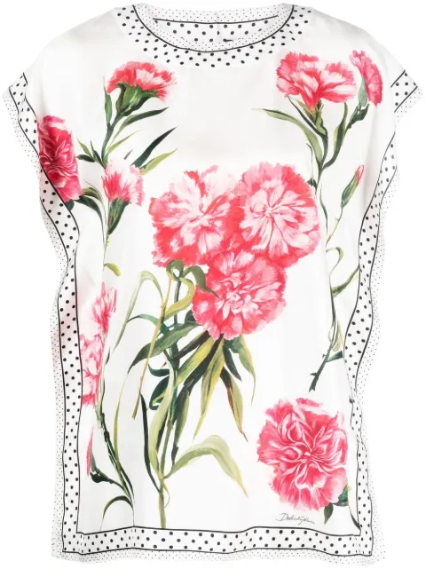 Dolce & Gabbana floral-print silk blouse White F760XTGDA9F