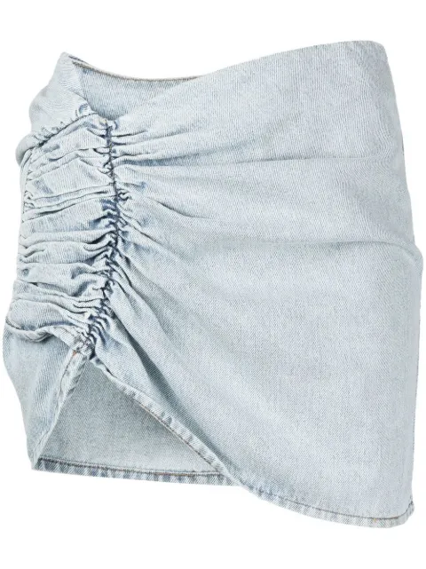 The Mannei asymmetric ruched denim skirt Blue R23TMWISHAWSKIRT