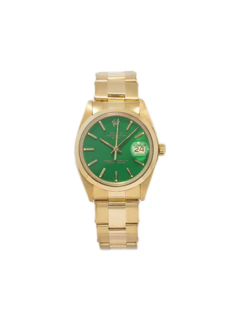 Rolex pre-owned Oyster Perpetual Date 34mm Green 1500