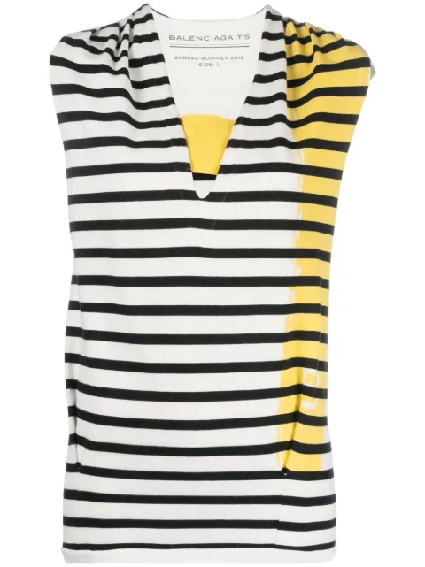 Balenciaga Pre-Owned 2012 V-neck striped top White BAL350LL