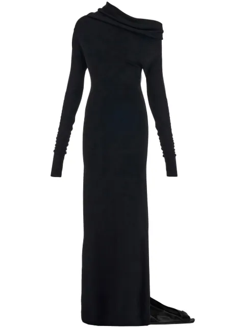 Ferragamo draped one-shoulder gown Black 761007