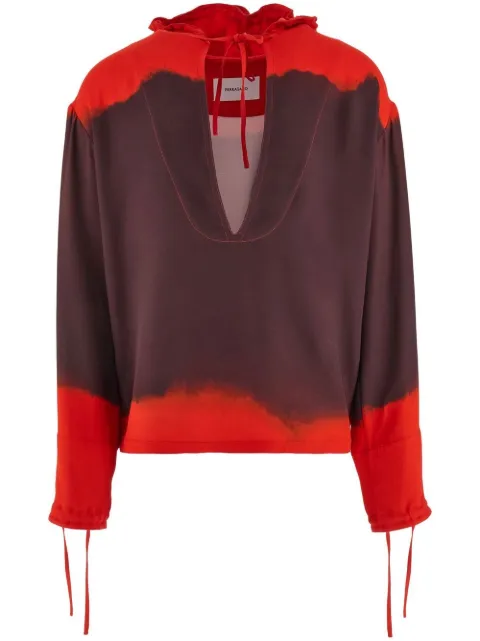 Ferragamo gradient-effect hooded kaftan Red 761592