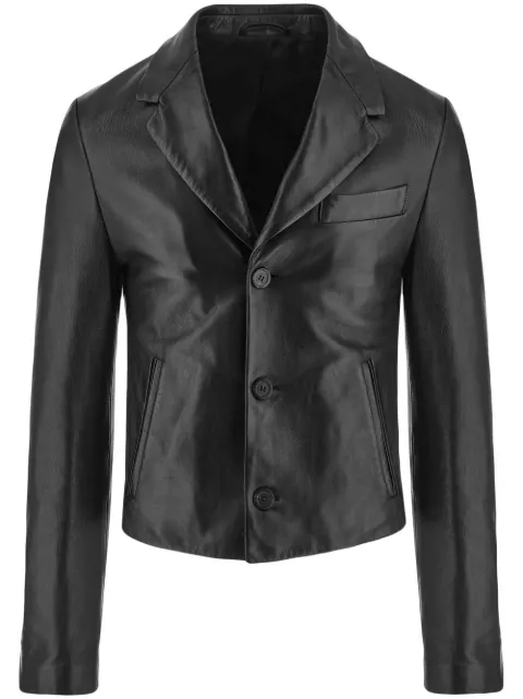 Ferragamo slim-cut single-breasted leather blazer Black 761349
