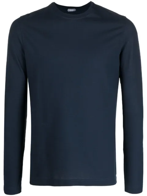 Zanone long-sleeved cotton T-shirt Blue 812643ZG380
