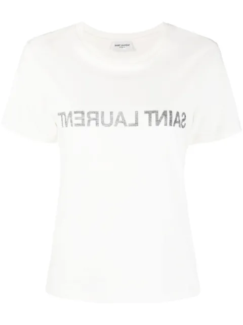 Saint Laurent Reverse logo-print T-shirt White 665234Y37AW