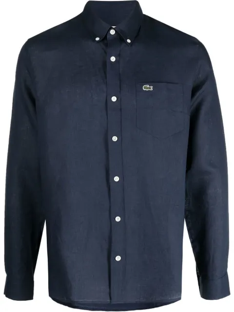 Lacoste logo-patch button-down shirt Blue CH5692