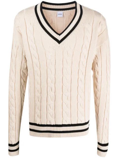 ASPESI stripe-detail cable-knit jumper Neutrals M710M265