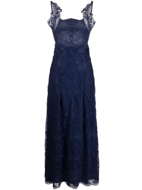 Alberta Ferretti pattern-lace sleeveless maxi dress Blue A04501636
