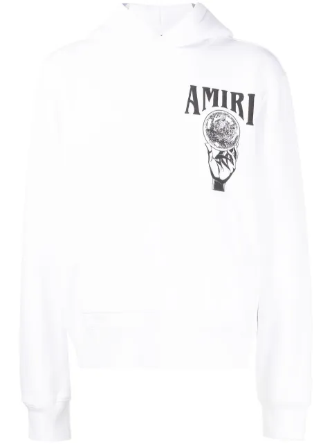 AMIRI logo-print cotton hoodie White PS23MJG005