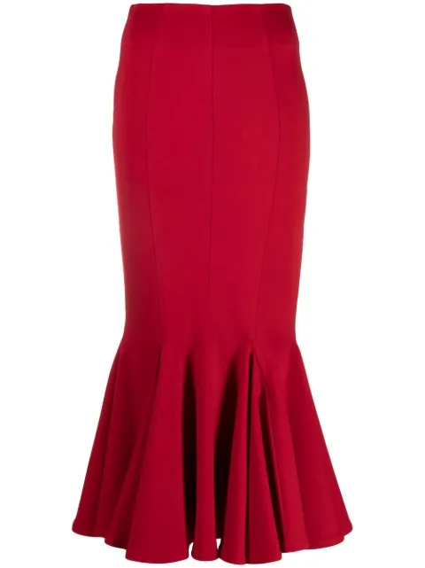 The Attico flared hem midi skirt Red 231WCS127RY02