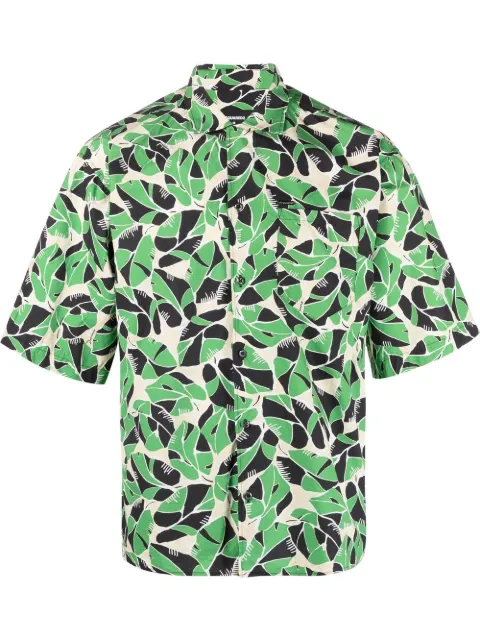 DSQUARED2 botanical-print short-sleeved shirt Green S71DM0617S76673
