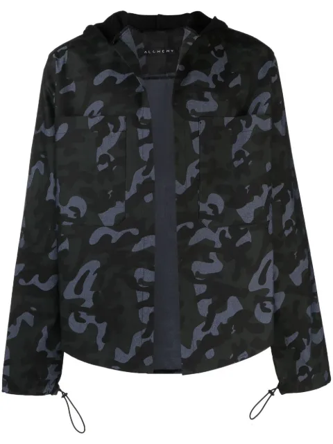 Alchemy camouflage-print hooded shirt Blue ALL783