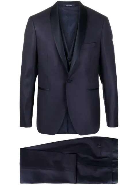 Tagliatore satin-lapel three-piece suit Blue EFBR18A01550018