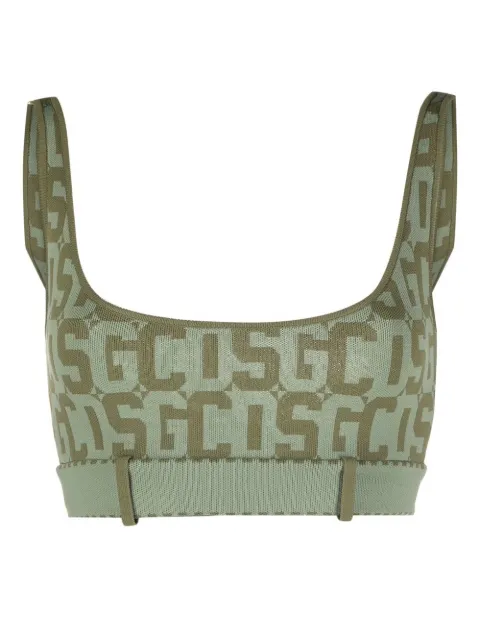 GCDS monogram print sports bra Green SS23W670928