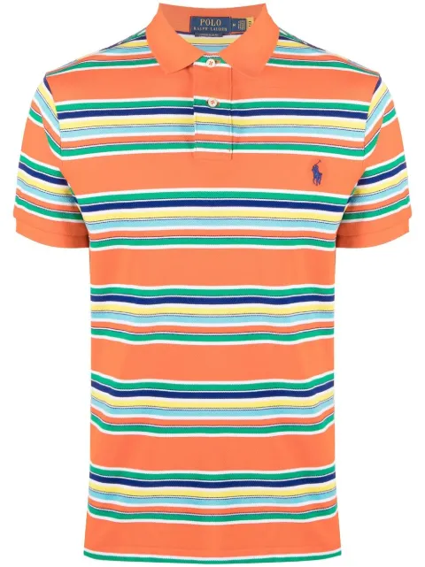 Polo Ralph Lauren stripe-print short-sleeved polo shirt Orange 710898608002