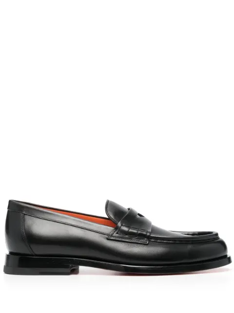 Santoni flat leather loafers Black WUQC59462BA2BBCKN01