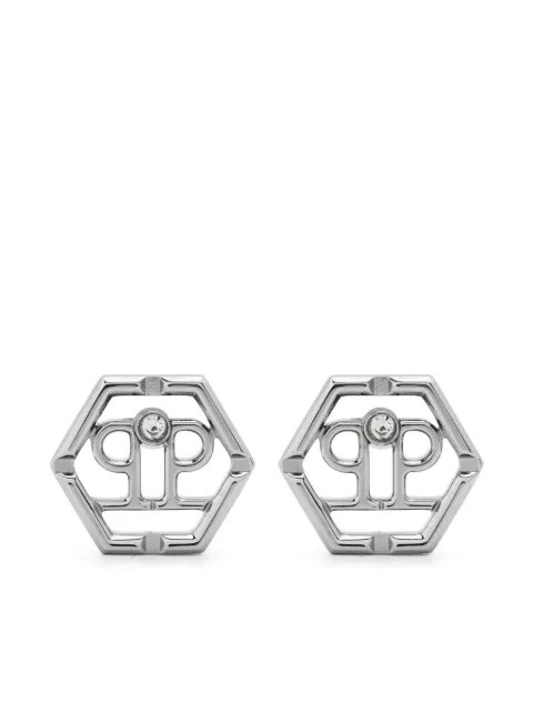 Philipp Plein hexagonal logo-charm stud earrings Silver PJ2AA02EU