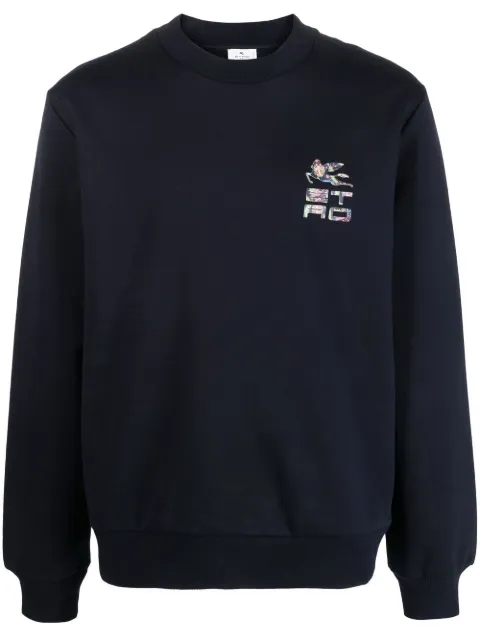 ETRO logo-print cotton sweater Blue 1Y6759510200