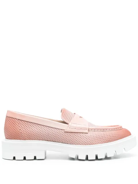 Santoni leather penny loafers Pink WUCU70419BIASHFAP24