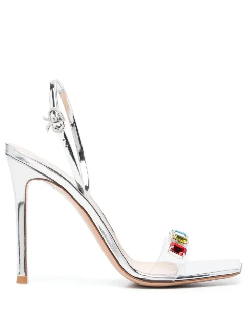 Gianvito Rossi Ribbon Candy 105mm crystal-embellished sandals Silver G3221515RICPLM