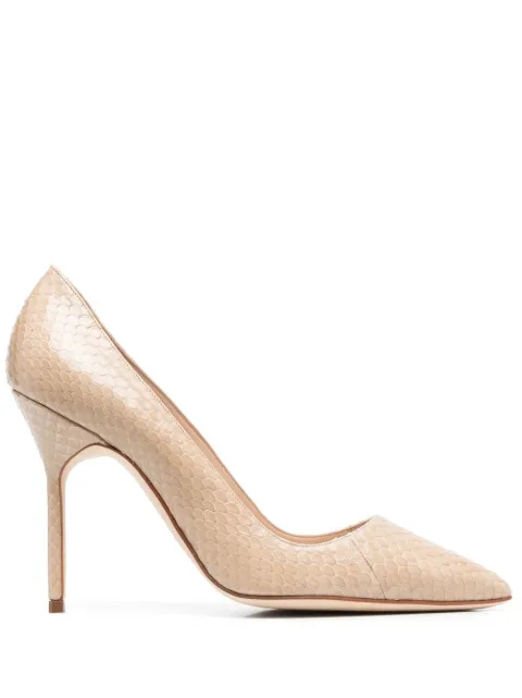 Manolo Blahnik snakeskin pointed-toe pumps Neutrals 3201430