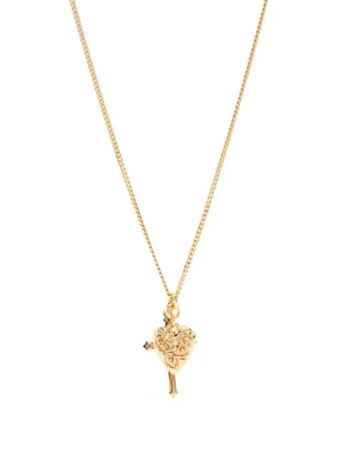 Emanuele Bicocchi Gold Cross and arabesque heart Pendant Gold HTPB4G