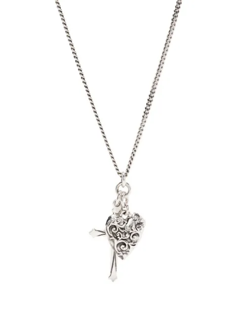Emanuele Bicocchi cross and arabesque heart pendant Silver HTPB4