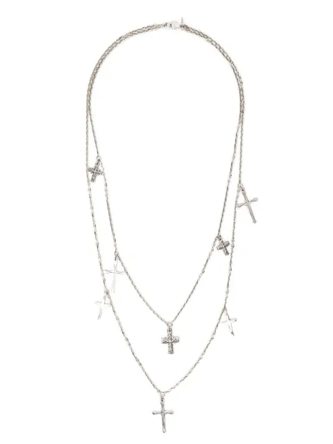 Emanuele Bicocchi Crosses double chain necklace Silver CCN5