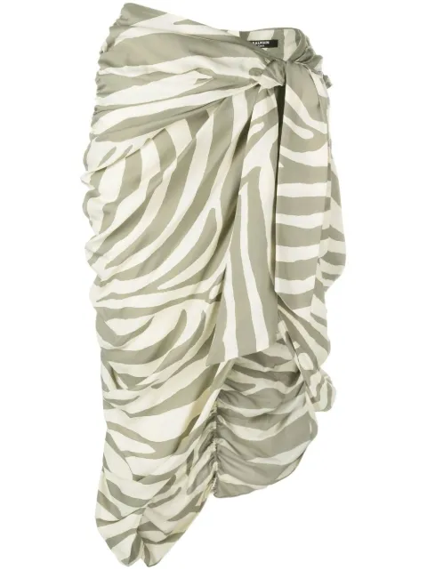 Balmain zebra-print midi skirt Neutrals AF1LD137VC81