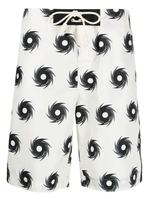 Palm Angels graphic-print drawstring swim shorts Neutrals PMFD004S23FAB0010410