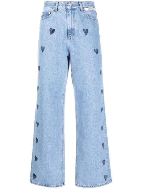 Kimhekim heart-print flared jeans Blue JN052