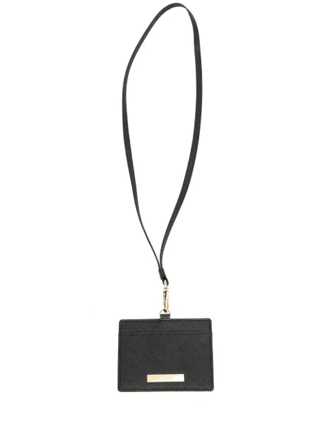 agnès b. logo-plaque neck-strap leather cardholder Black O956VCK8