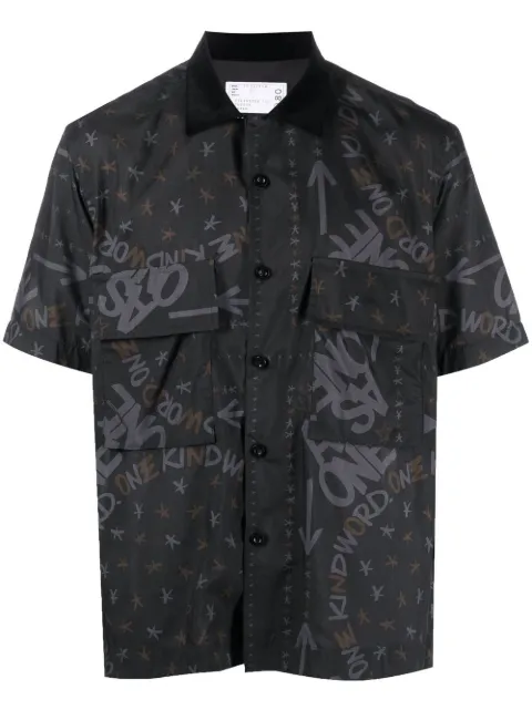 sacai graphic-print short-sleeve shirt Black 2302980M001