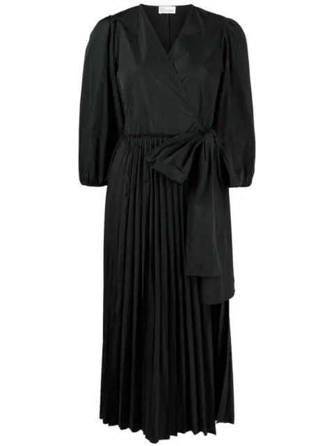 RED Valentino bow-detail pleated dress Black RVAGL51FP