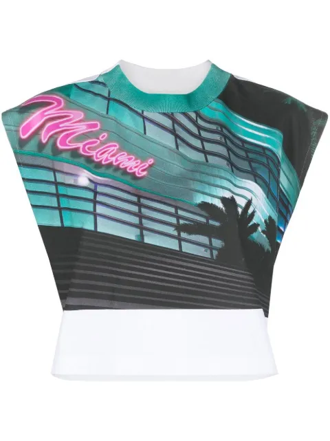 Palm Angels graphic-print sleeveless top Green PWAC011S23JER0020184