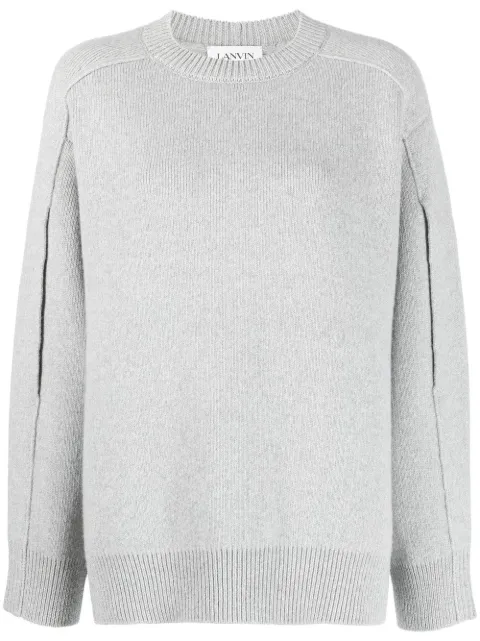 Lanvin round-neck cape-back jumper Grey RWPO0018K102P23