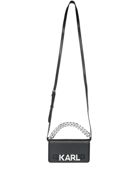 Karl Lagerfeld logo-lettering leather phone case Black 230W3878