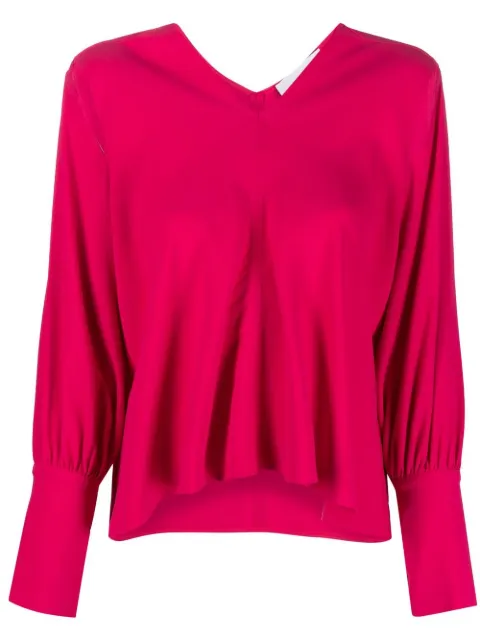 Erika Cavallini V-neck long-sleeved blouse Pink P3SR05