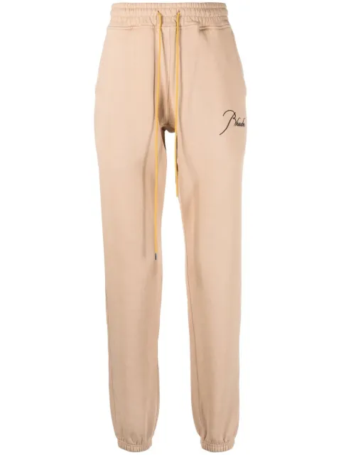 RHUDE embroidered-logo cotton track pants Neutrals RHPS23PA13826033