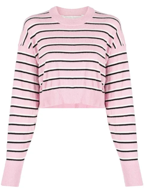 Palm Angels striped cropped jumper Pink PWHE043S23KNI0013084