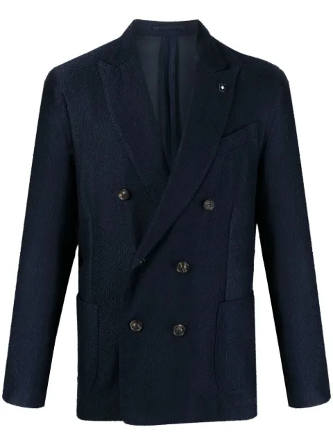 Lardini double-breasted logo-plaque blazer Blue EPLKJ2E48EPJ60045