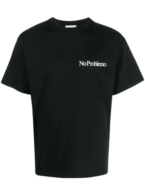 Aries No Problemo print cotton T-shirt Black COAR60009