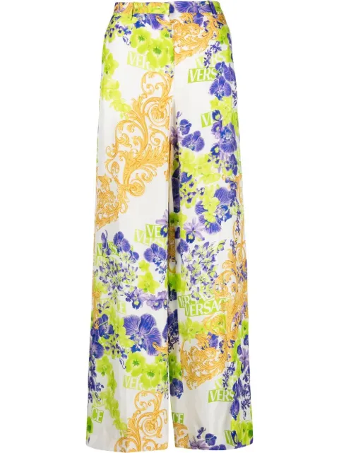 Versace baroque-print trousers White 10082221A06716