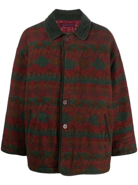 Missoni Pre-Owned 1980s argyle pattern wool coat Green MISS480AA