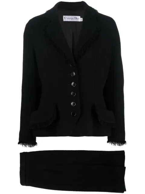 Christian Dior Pre-Owned 2010s frayed edge wool skirt suit Black CHDI1800LC