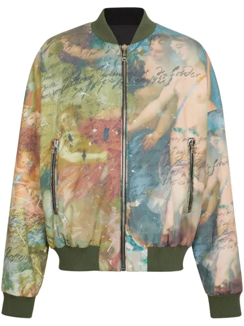 Balmain painting-print reversible bomber jacket Green AH0TF355CD83